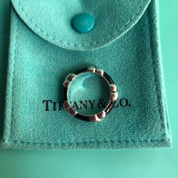 Tiffany Signature Stacking Black Enamel X Band—6.5 - Picture 7 of 8